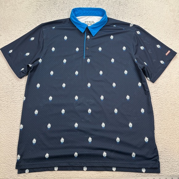 RSVLTS Brkfst Star Wars Men's Blue All-Day Polo Golf Shirt - XL FLAW - Picture 2 of 13